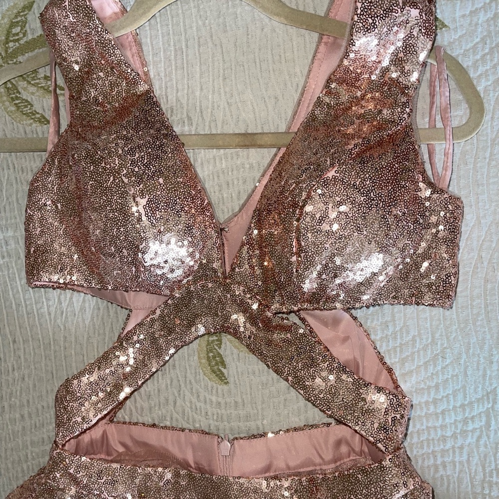 Sequin Rose-Gold Womens Prom Dress